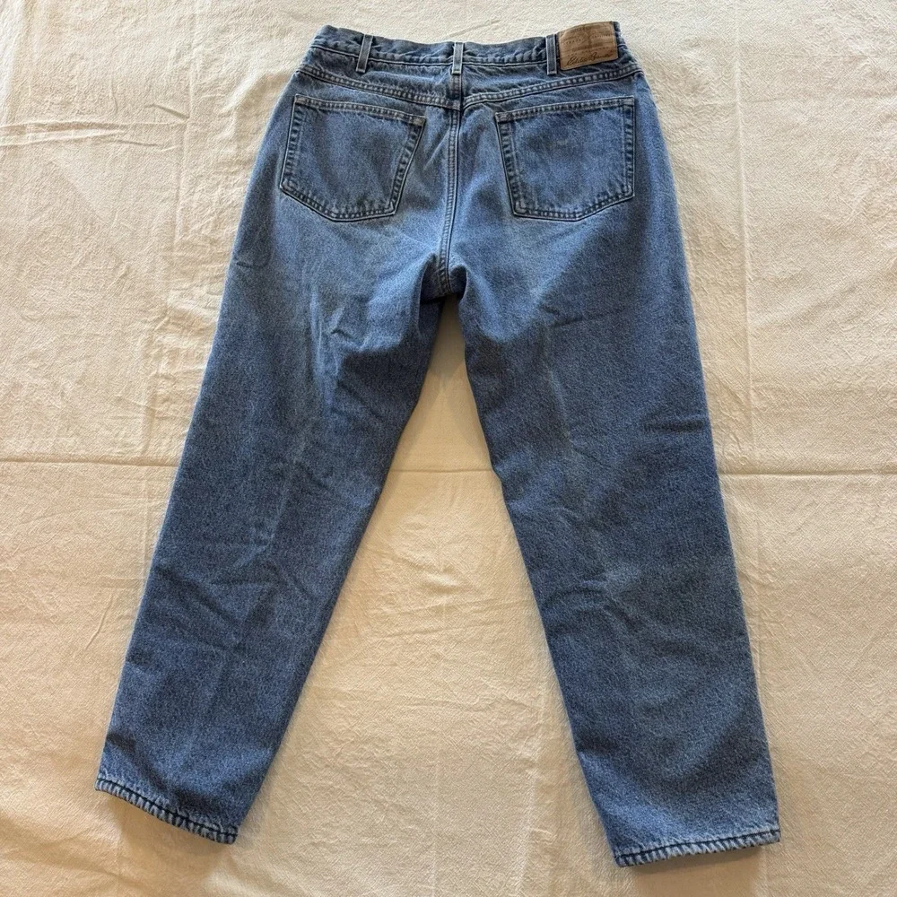 Eddie Bauer USA Made Red Fleece Lined Tapered Jeans Mens 34x29 Denim Relaxed